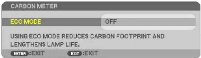 CARBON METER ECO MODE OFF USING ECO MODE REDUCES CARBON FOOTPRINT AND LENGTHENS LAMP LIFE. ENTER :EXIT EXIT :EXIT