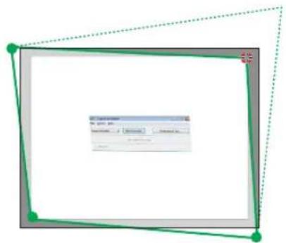 Screenshot of a software interface with a window title and toolbar, framed by green dotted border.