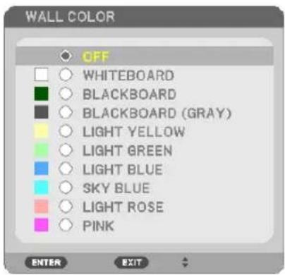 WALL COLOR OFF WHITEBOARD BLACKBOARD BLACKBOARD (GRAY) LIGHT YELLOW LIGHT GREEN LIGHT BLUE SKY BLUE LIGHT ROSE PINK ENTER EXIT