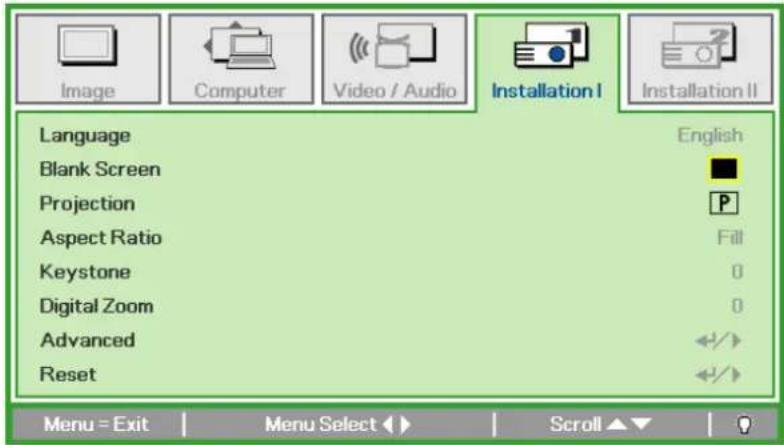 VIVITEK D330WX - Installation I Menu - 1