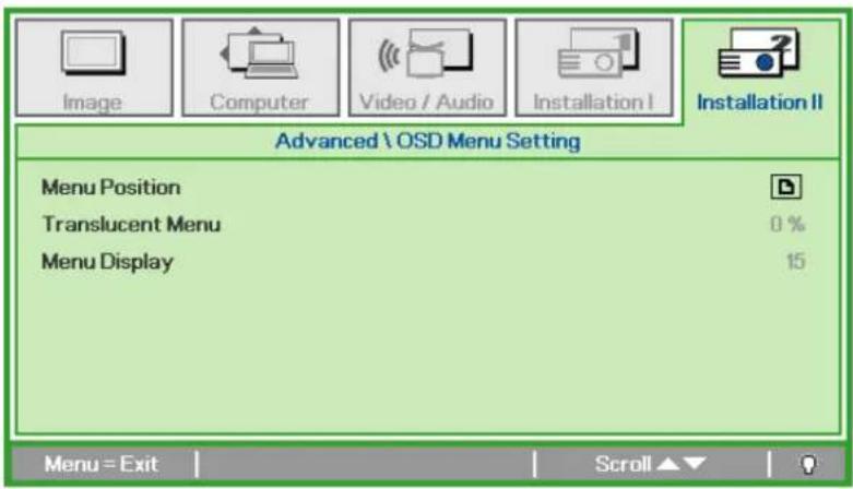 VIVITEK D330WX - OSD Menu Setting - 1
