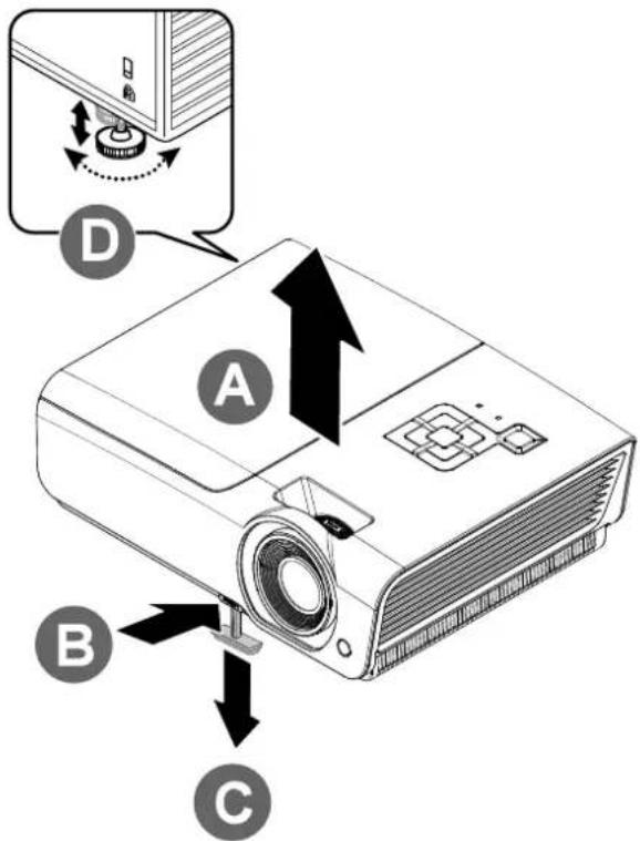 VIVITEK D330WX - Adjusting the Projector Level - 1