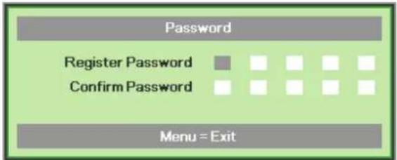 Password Register Password Confirm Password Menu = Exit