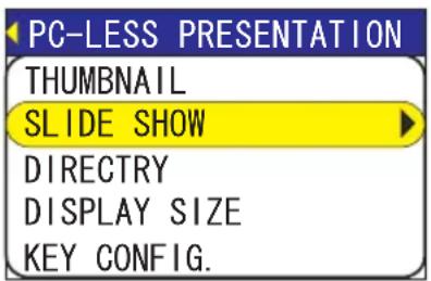 PC-LESS PRESENTATION THUMBNAIL SLIDE SHOW DIRECTRY DISPLAY SIZE KEY CONFIG.