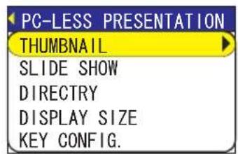 PC-LESS PRESENTATION THUMBNAIL SLIDE SHOW DIRECTRY DISPLAY SIZE KEY CONFIG.