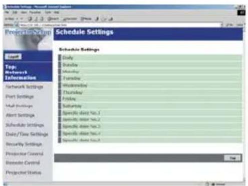 Schedule Settings Project Setup Schedule Settings Layout Top: Network Information Network Settings Port Settings Mail Settings Alert Settings Schedule Settings Daily/Time Settings Security Settings Proprietor Control Residential Control Proprietor Status Schedule Settings Daily Tuesday Monday Friday Wednesday Thursday Friday Saturday Specific data bus_1 Specific data bus_2 Specific data bus_3 Specific data bus_4 Specific data bus_5 Top