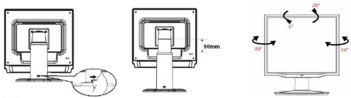 ACER AL2023c - Adjusting the viewing angle (Only AL2023 h/AL2023 r) - 1