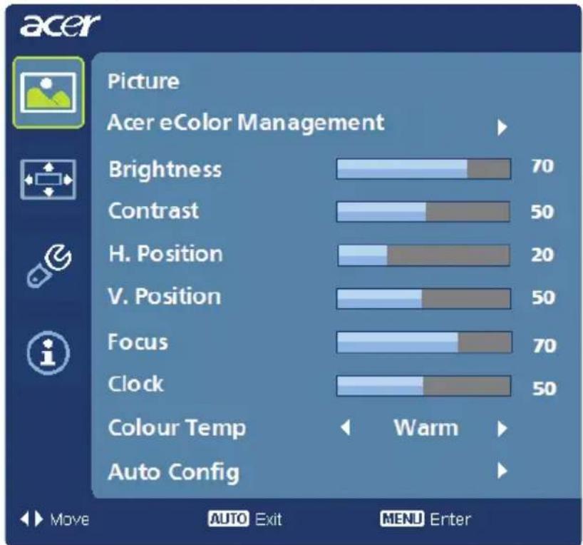 ACER H223H - Adjusting the picture quality - 1