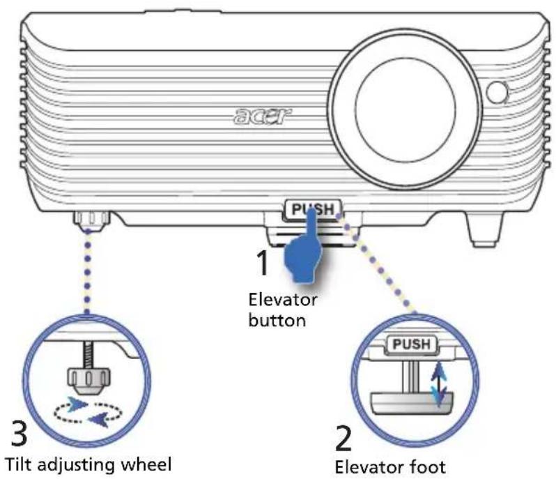 acer 1 Elevator button 3 Tilt adjusting wheel 2 Elevator foot PUSH