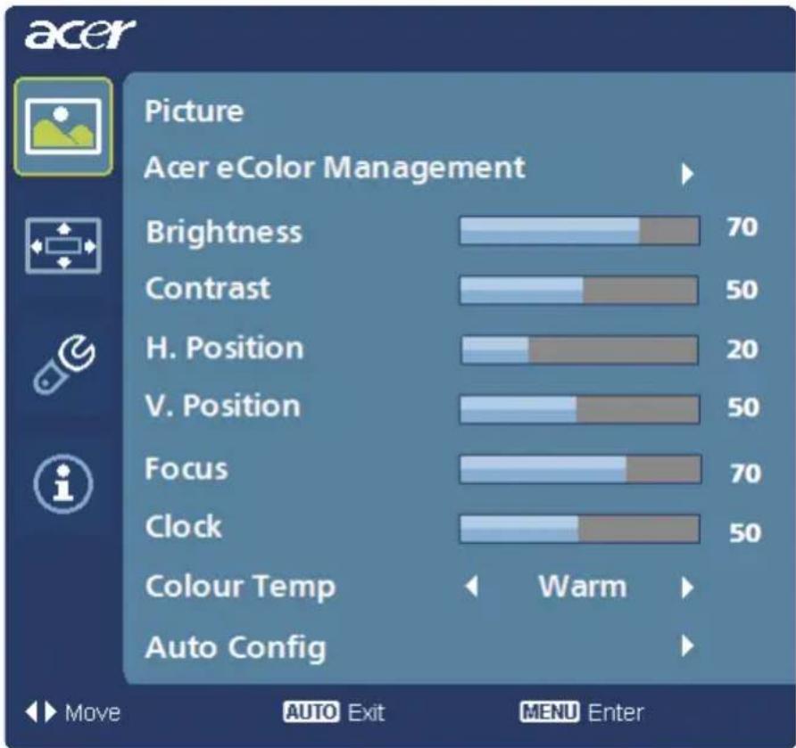 ACER S242H - Adjusting the OSD settings - 2