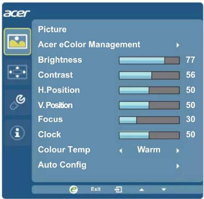 ACER G226H - Picture Menu - 1
