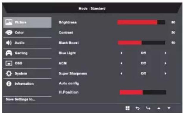 ACER Nitro RG240Y - Adjusting the Picture - 1