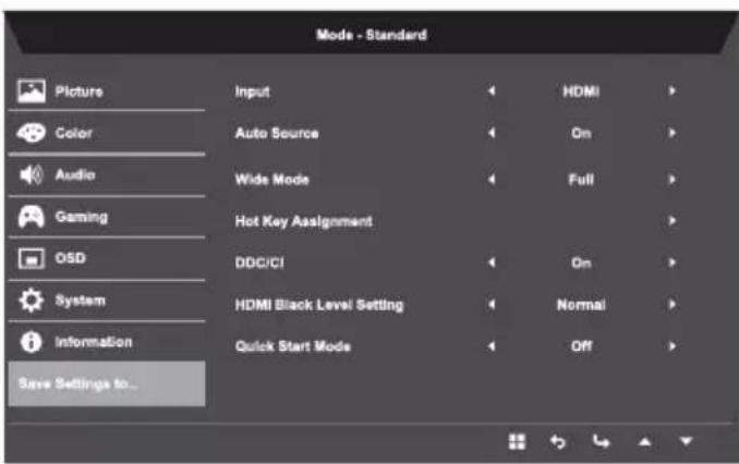ACER Nitro RG240Y - Save Settings to..... (User mode only) - 1