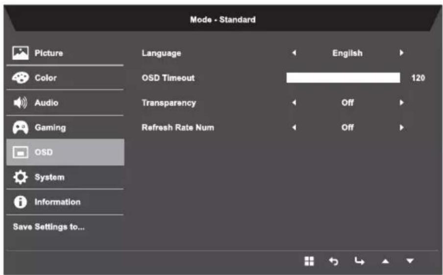 ACER Nitro RG240Y - Adjusting the OSD - 1