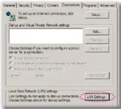 General | Security | Privacy | Content | Connections | Programs | Advanced To set up on Internet connection, click Setup. Dial-up and Virtual Private Network settings Add... Remove... Choose Settings if you need to configure a proxy server for a connection. New dial-up settings User-defined network connection is not required? Accept dial-up default connection Current Time Sep Default Local Area Network (LAN) settings LAN Settings do not apply to dial-up connections ... Choose Settings above for dial-up settings. LAN Settings.