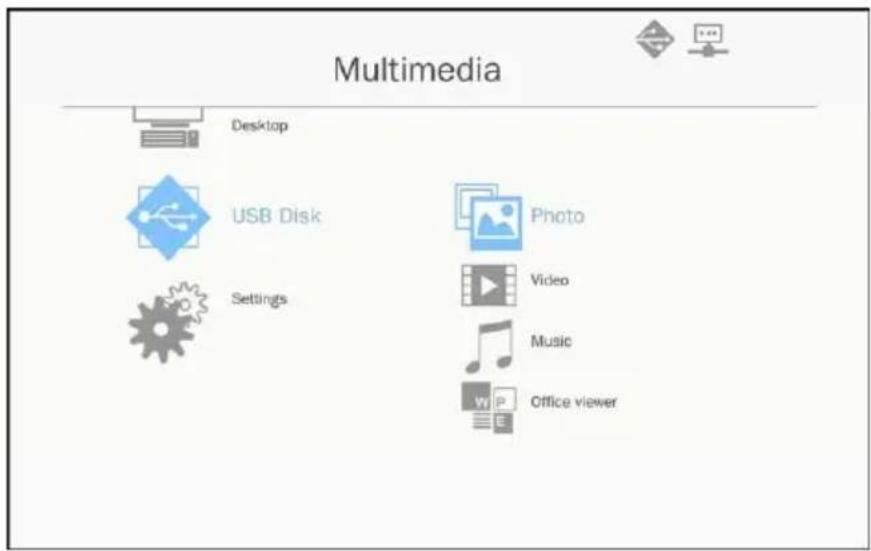 Multimedia Desktop USB Disk Settings Photo Video Music Office viewer
