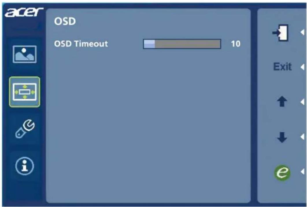 ACER B246H - Adjusting the OSD Timeout - 1
