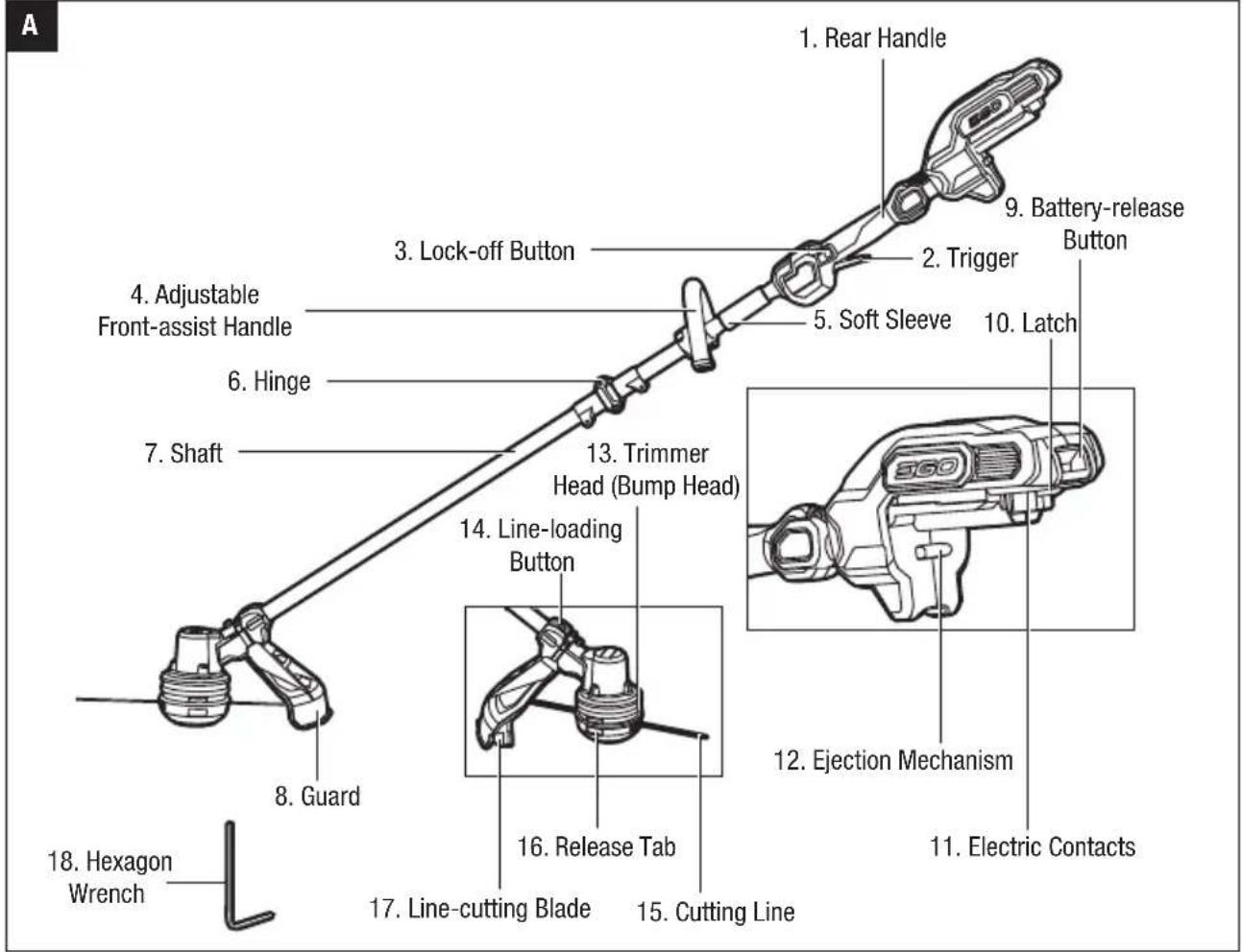 EGO ST1520E-S - VOLT LITHIUM-ION CORDLESS LINE TRIMMER - 1