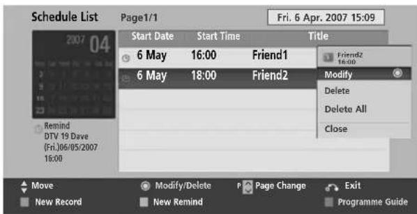 LG 37LH3020 - Button Function in Schedule List Mode - 6