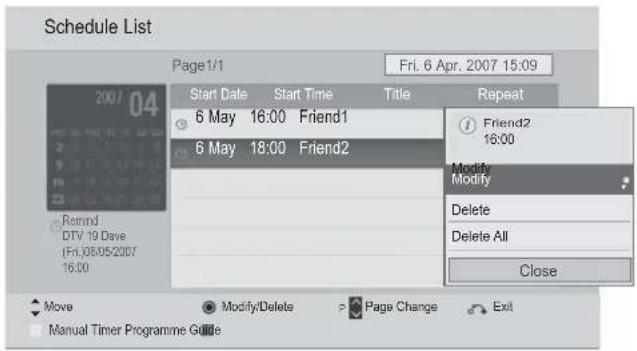 LG 22LD355 - Button Function in Schedule List Mode - 8