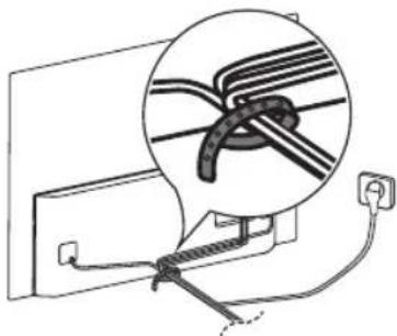 Diagram of a cable or wire connection setup with a magnified inset showing the cable being inserted into a socket (no text or symbols present)