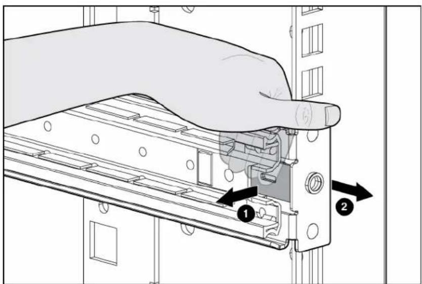 HP TFT7210R - Removing the HP 1U Adjustable Toolless Rails - 1