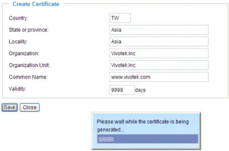 Vivotek IP8331 - Create self-signed certificate manually - 6