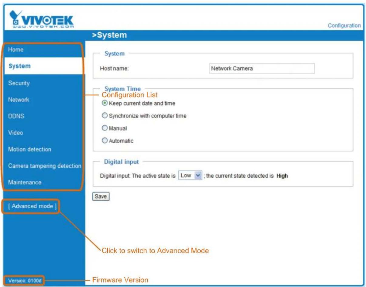 Vivotek IP8331 - Configuration - 1