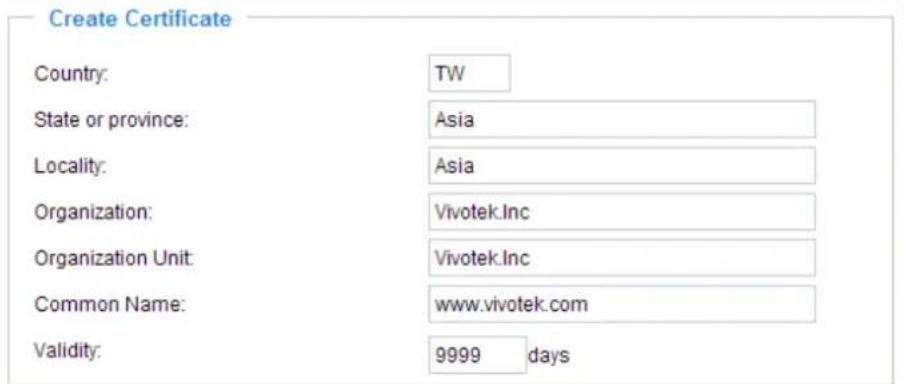 Vivotek IP8331 - Create self-signed certificate manually - 2
