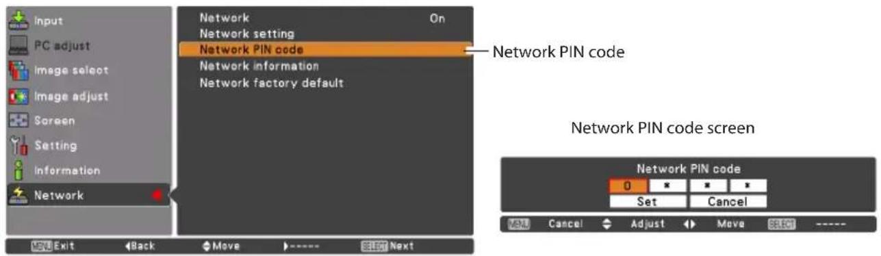 Christie L2K1500 - Network PIN code - 1