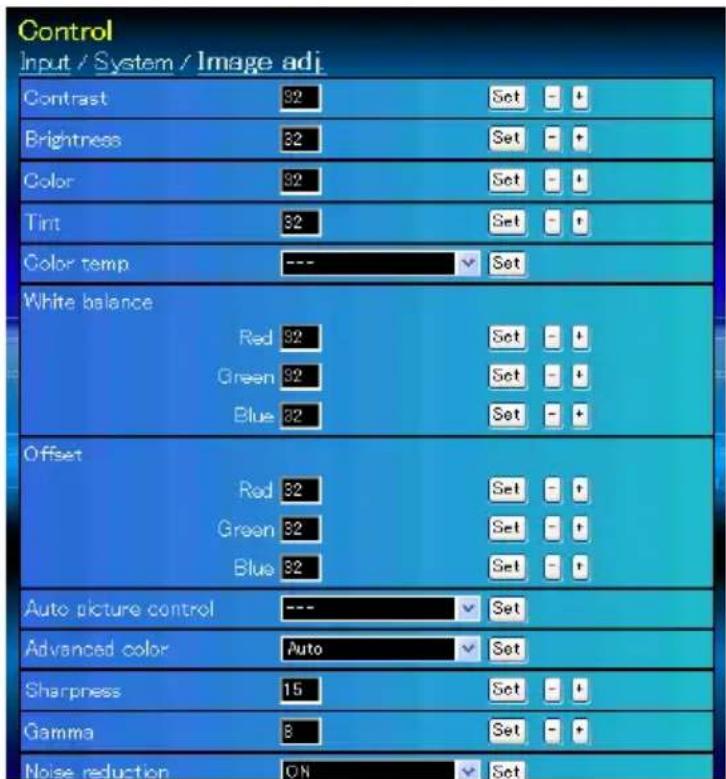 Christie L2K1500 - Example of the setting page - 1
