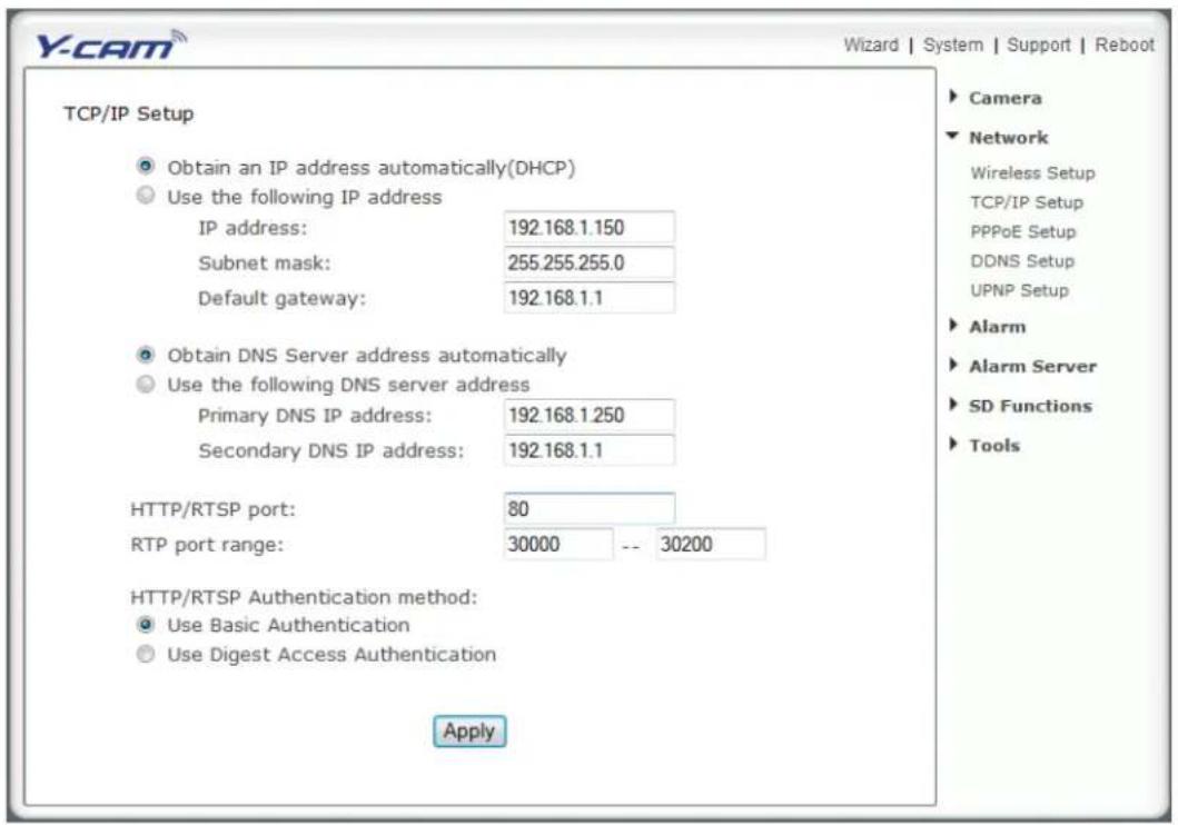 Y-cam Bullet YCBLB3 - TCP/IP Setup - 1