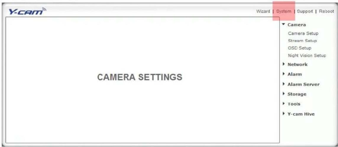 Y-cam Bullet YCBLB3 - System Page - 1