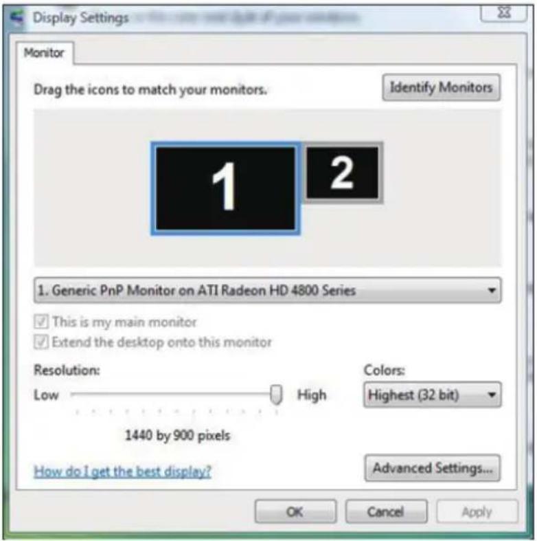 Wyse E1914H - Click Identify Monitors. - 1