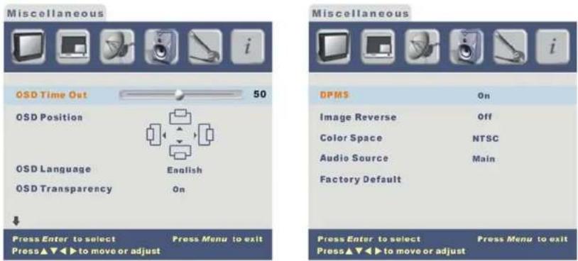 Proview MH-422HUB - Language and screen saver menu: - 1