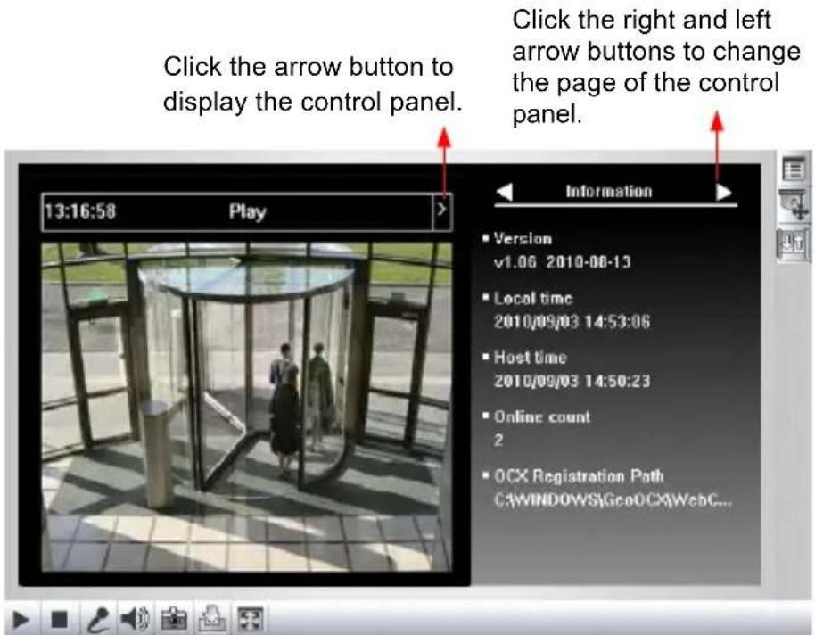 Geovision GV-MDR3400 - The Control Panel of the Live View Window - 1