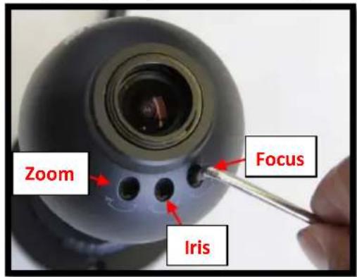 Arecont Vision MegaBall AV1145 - Adjusting the Focus, Iris and Field of View: - 1