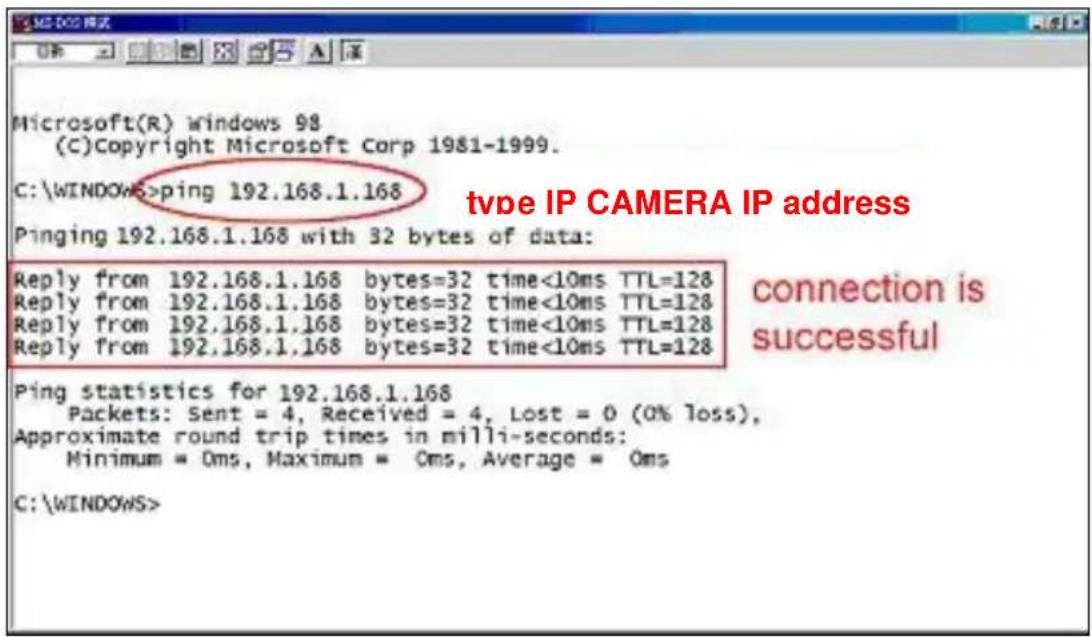 American Dynamics VideoEdge ADCIPE3312 - Enter ping 192.168.1.168, then enter. (See the sample screen below). - 3