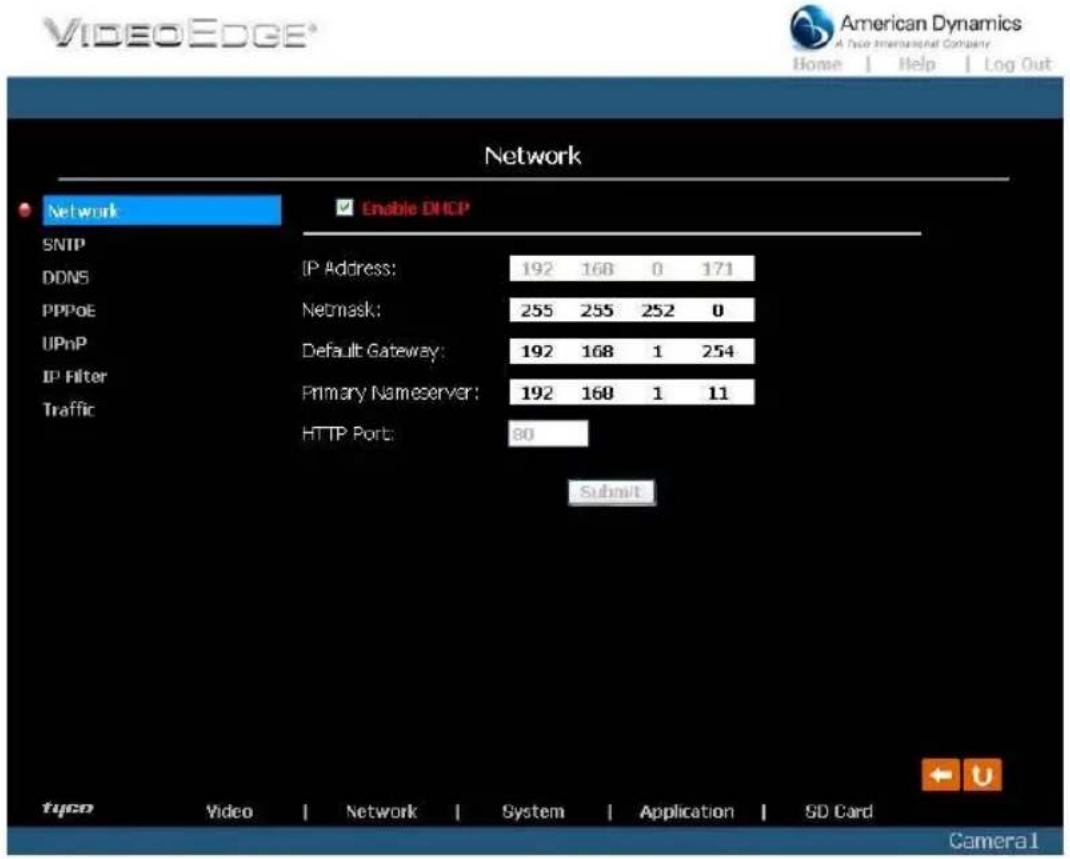 American Dynamics VideoEdge ADCIPE3312 - Change the Network Setting - 1
