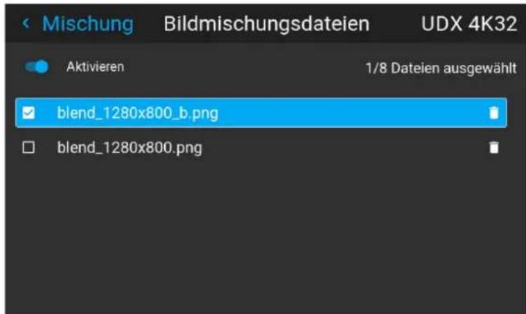 Mischung Bildmischungsdateien UDX 4K32 Aktivieren 1/8 Dateien ausgewählt blend_1280x800_b.png blend_1280x800.png
