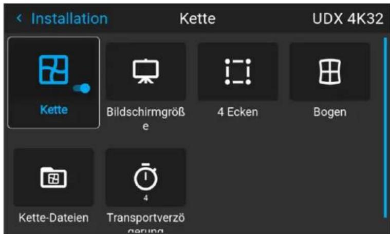 Installation Kette UDX 4K32 Kette Bildschirmgröß e 4 Ecken Bogen Kette-Dateien Transportverzö gerung
