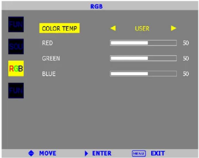 ORION Value 15RTV - Color Temp Menu - 1