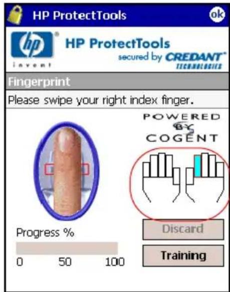 HP iPAQ hx2790c - Enrolling a Fingerprint - 1