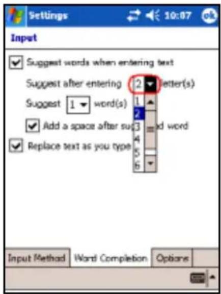 HP iPAQ hx2790c - Changing Word Suggestion Options - 2