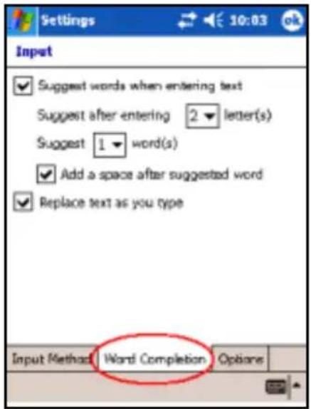 HP iPAQ hx2790c - Changing Word Suggestion Options - 1