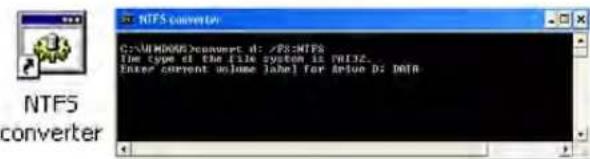 NTFS converter C:\WINDOWS\convert.d: /F5:\NTFS Time type d of the [file system is F132_ Enter current uhome label] for A100 D: DATA