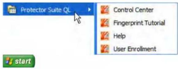 Protector Suite QL Control Center Fingerprint Tutorial Help User Enrollment