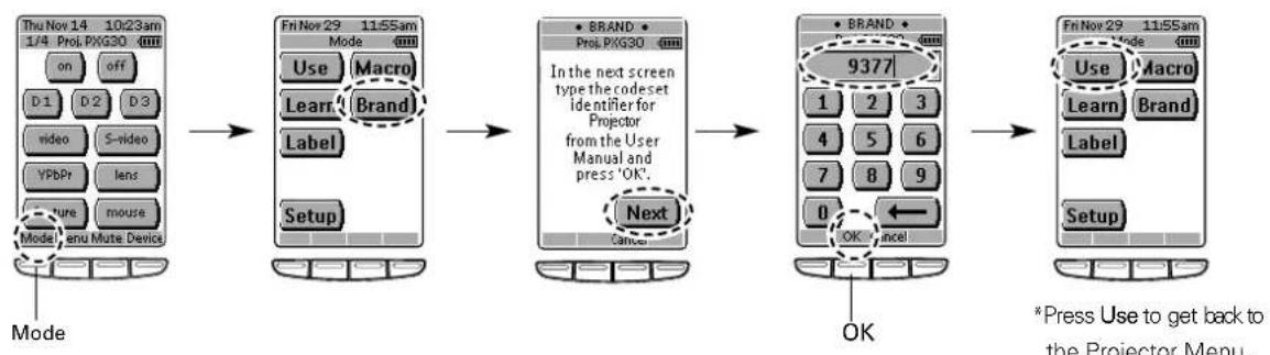 PHILIPS ProScreen PXG30 - Changing the Remote Control Codeset - 1