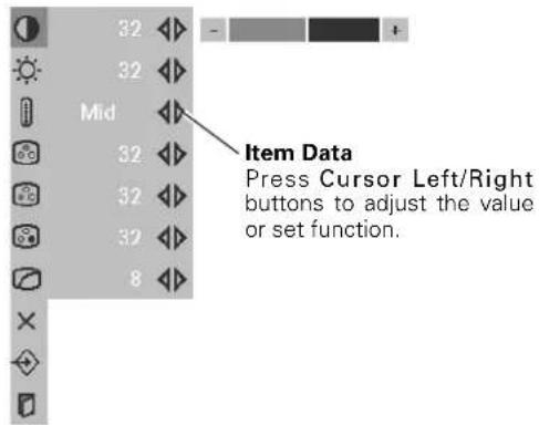 PHILIPS ProScreen PXG30 - Adjust the value of the selected item - 2