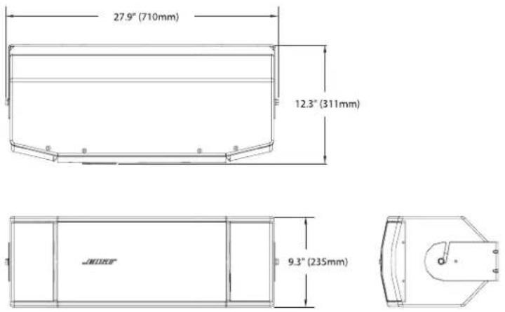 BOSE RoomMatch RMU105 - Loudspeaker and U-Bracket Dimensions - 1